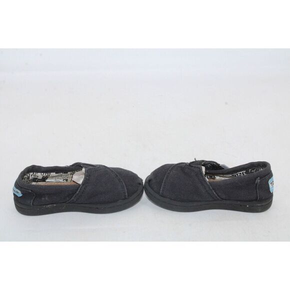 TOMS Infants Toddlers Tiny Classic Canvas Slip On Shoes Size 5 Adjustable Black - Picture 7 of 11